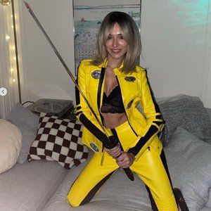 Kill Bill The Bride Yellow Motorcycle Faux Leather 2-Piece Halloween Costume